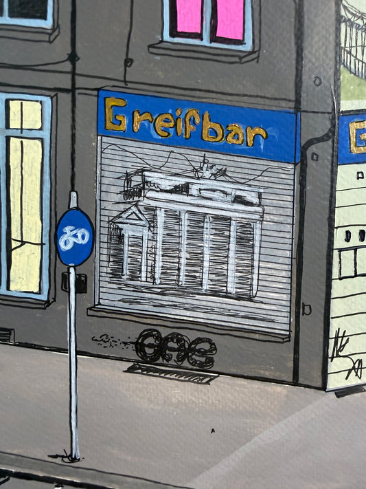 the street view on the historic east berlin bar GREIFBAR