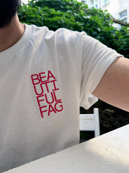 BEAUTIFUL FAG Embroidery - Unisex T-shirt (Black & White)