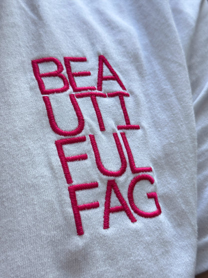 BEAUTIFUL FAG Embroidery - Unisex T-shirt (Black & White)