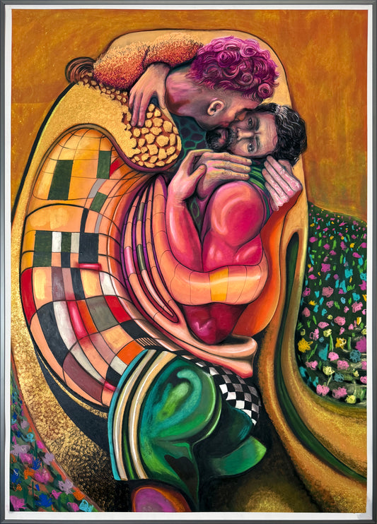 Baciami Ancora by Greif Lazic, soft pastel and acrylic on paper, from the series "Impossible Feelings"