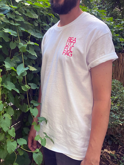BEAUTIFUL FAG Embroidery - Unisex T-shirt (Black & White)
