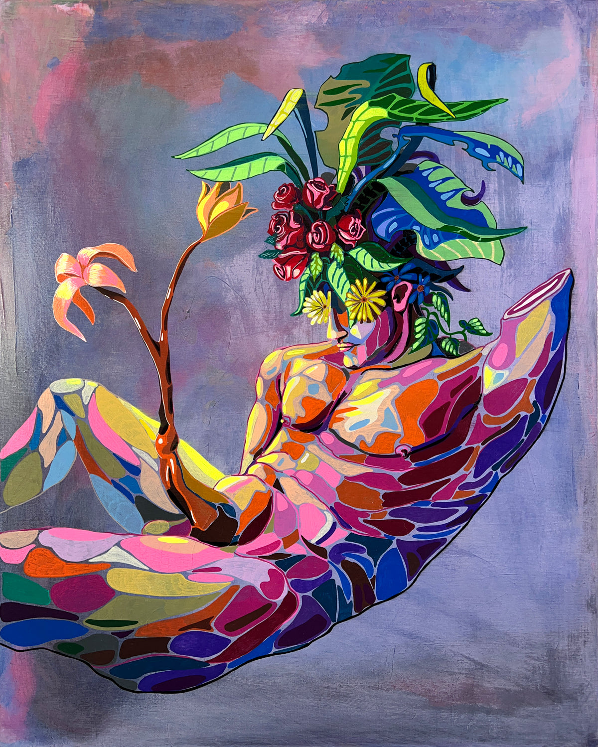 Regenerative Bodies No. 11 by Greif Lazic, markers and acrylic on canvas, from the series "Regenerative Bodies"