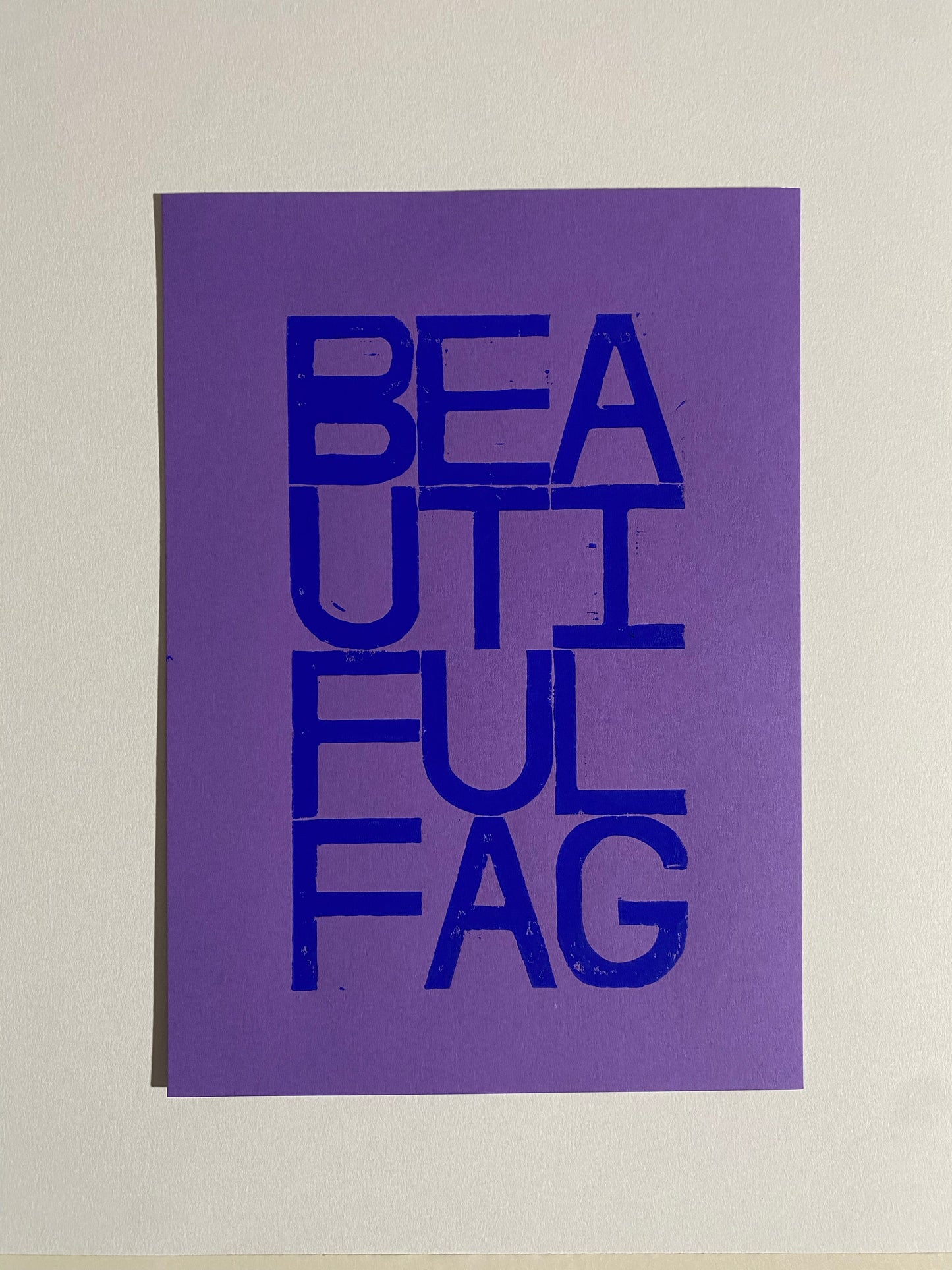 Beautiful Fag - Lino Cut Print