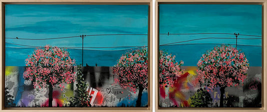 Norwegerstrasse by Greif Lazic, acrylic and marker on canvas, from the series "Dialogues"
